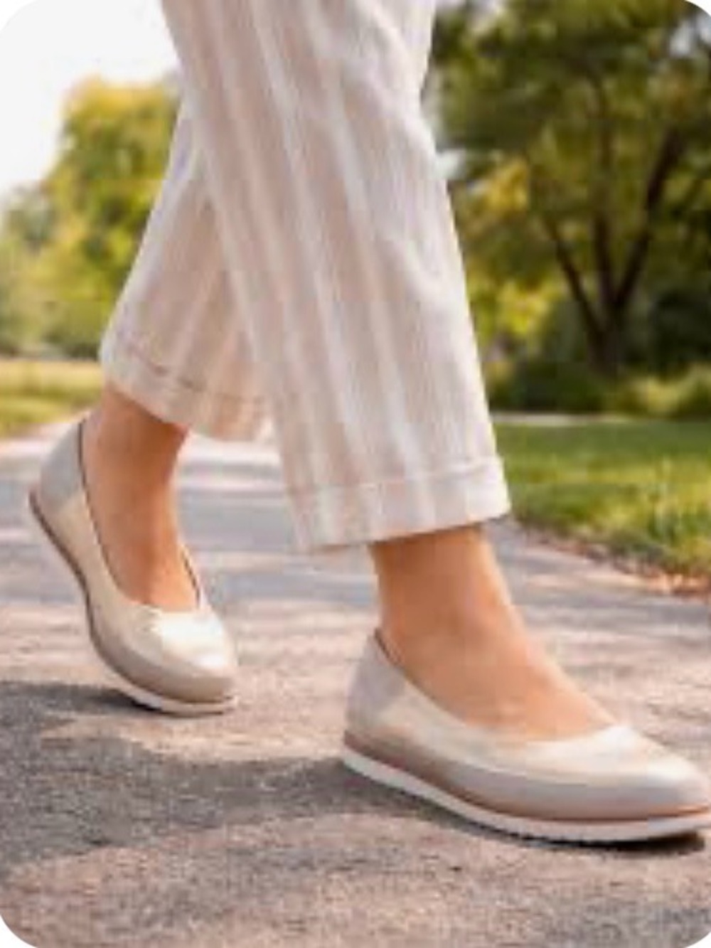 Gabor Women's Metallic Nude Slip-On Ballet Flat